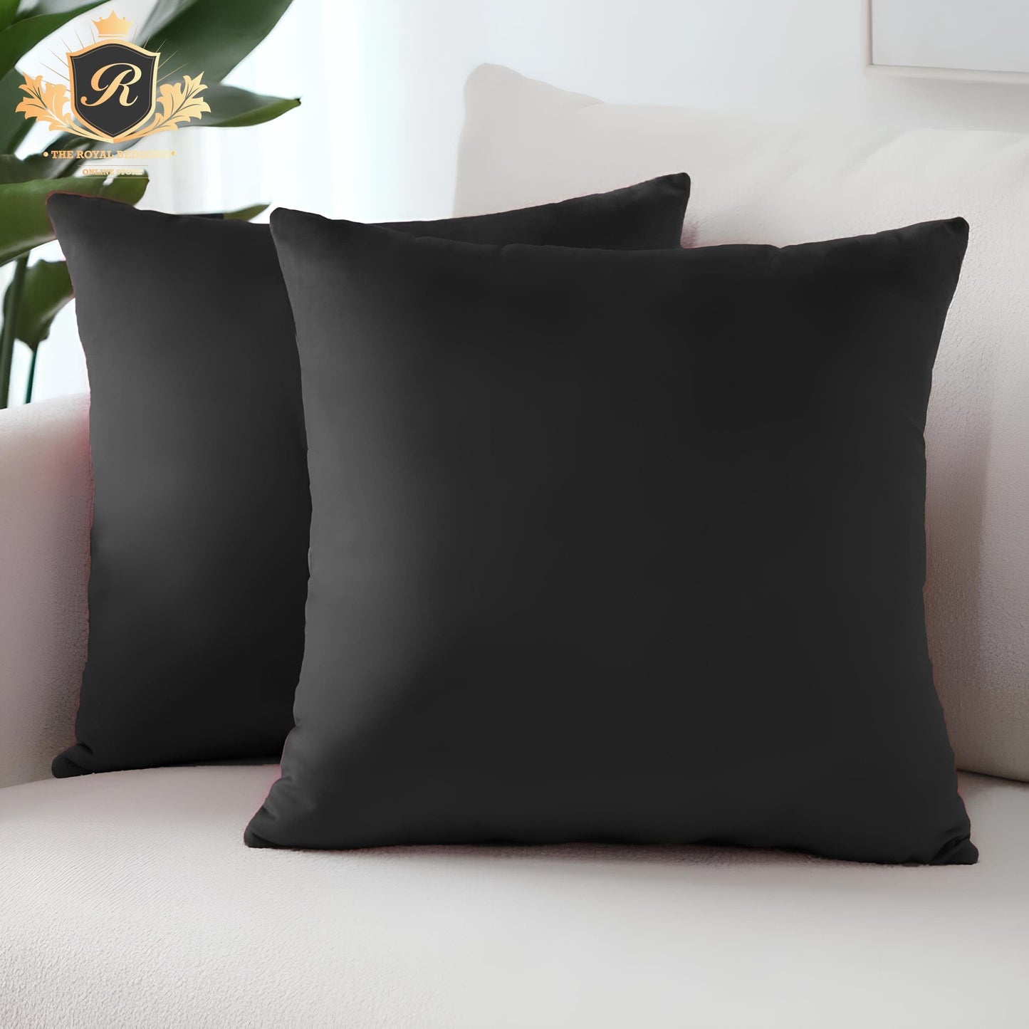 Velvet Plain Cushion Throws-Black