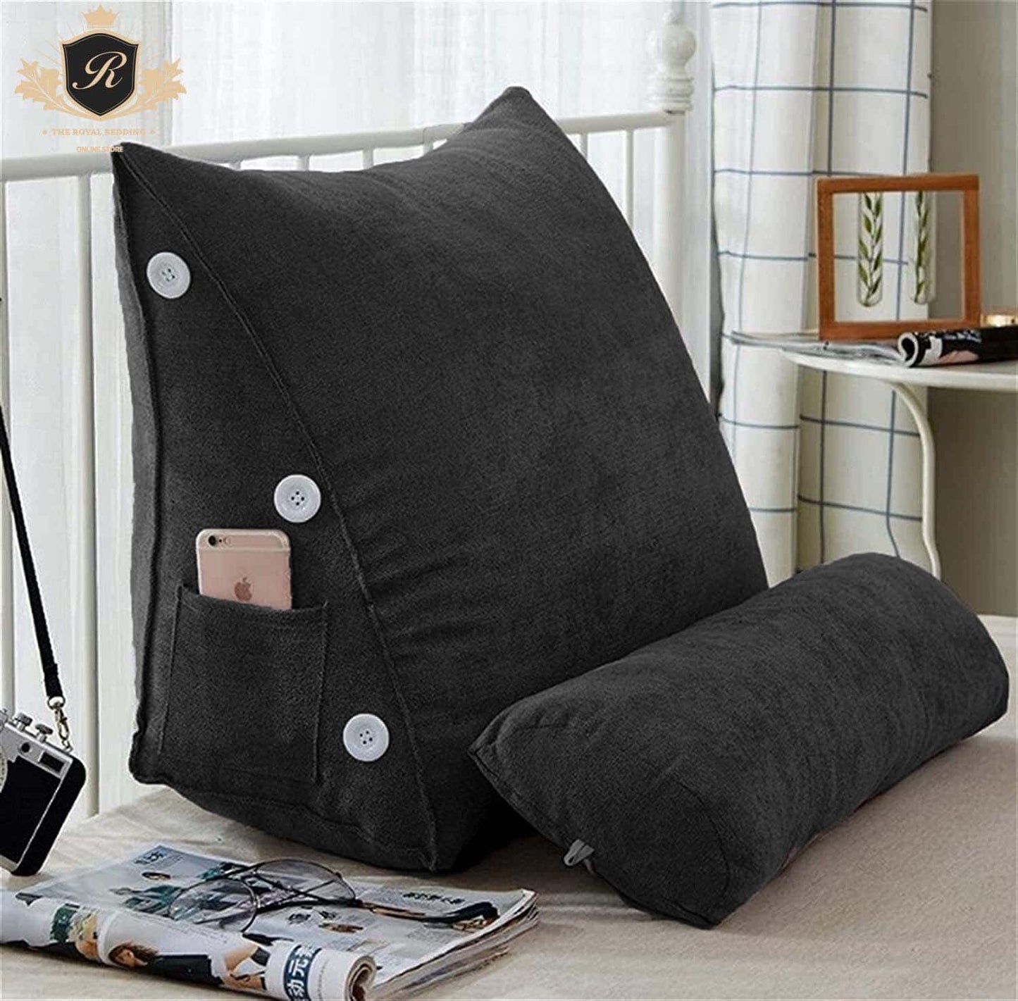 Triangular Back Support Cushion-Charcoal