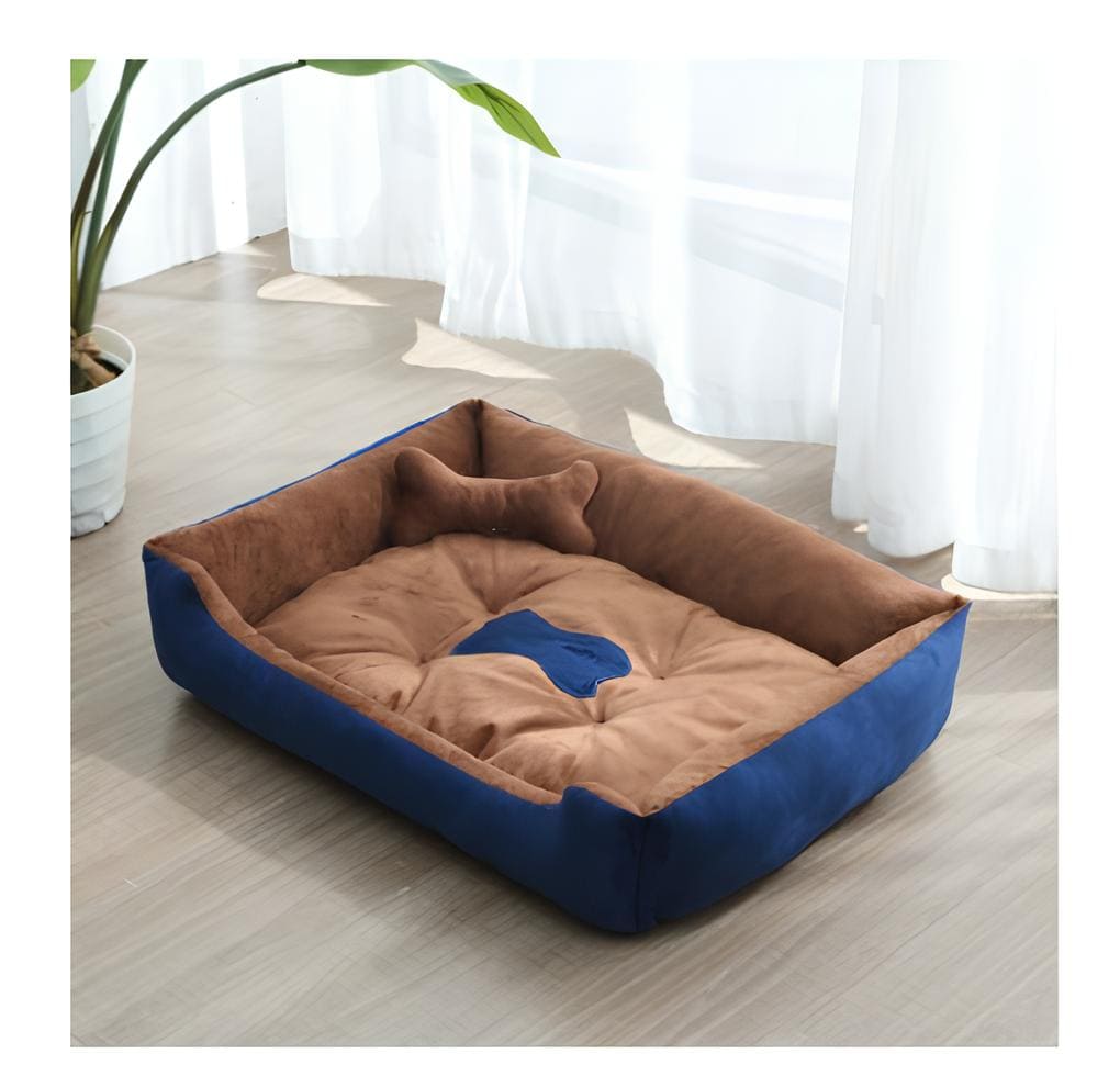 Royal Super Soft Dog Sofa Velvet & Water Proof Base-Blue & Brown