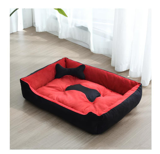 Royal Super Soft Dog Sofa Velvet & Water Proof Base-Black & Maroon