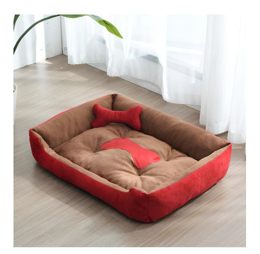 Royal Super Soft Dog Sofa Velvet & Water Proof Base-Brown & Red