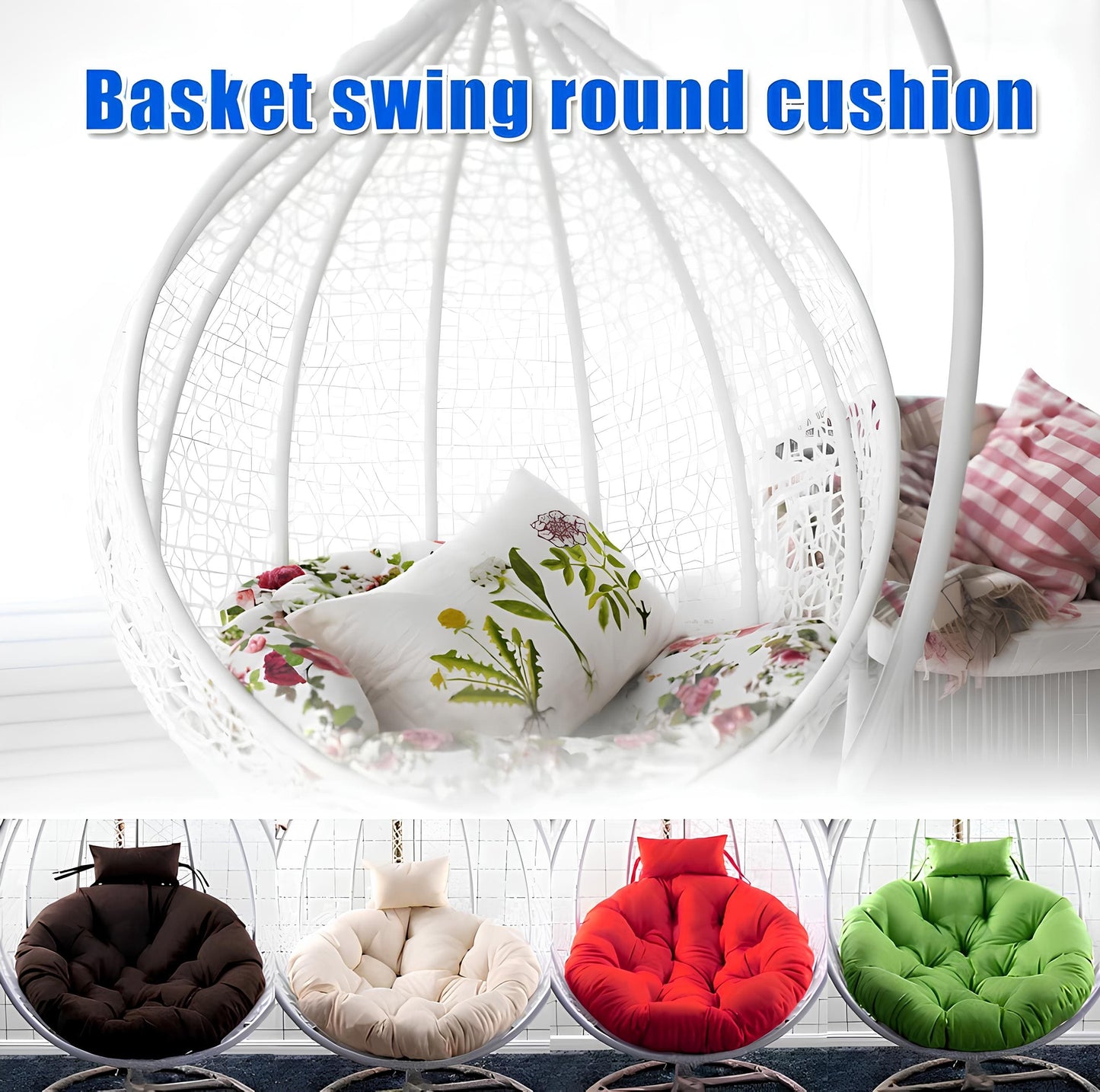 ROCKING RATTAN CHAIR CUSHIONS WITH HEAD PILLOW (no chair Included) 7 COLOURS