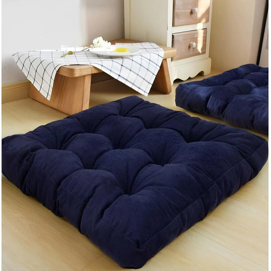 Square Floor Cushion Velvet-Blue