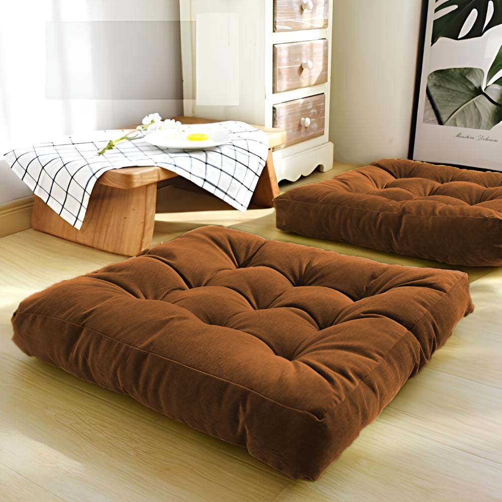 Square Floor Cushion Velvet-Copper