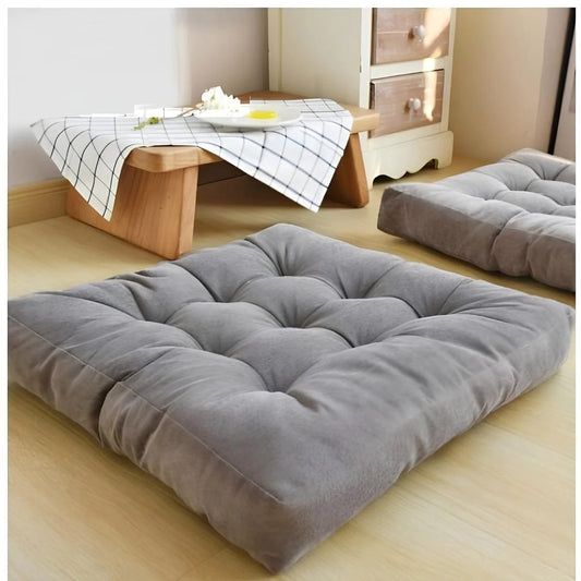 Square Floor Cushion Velvet-Grey