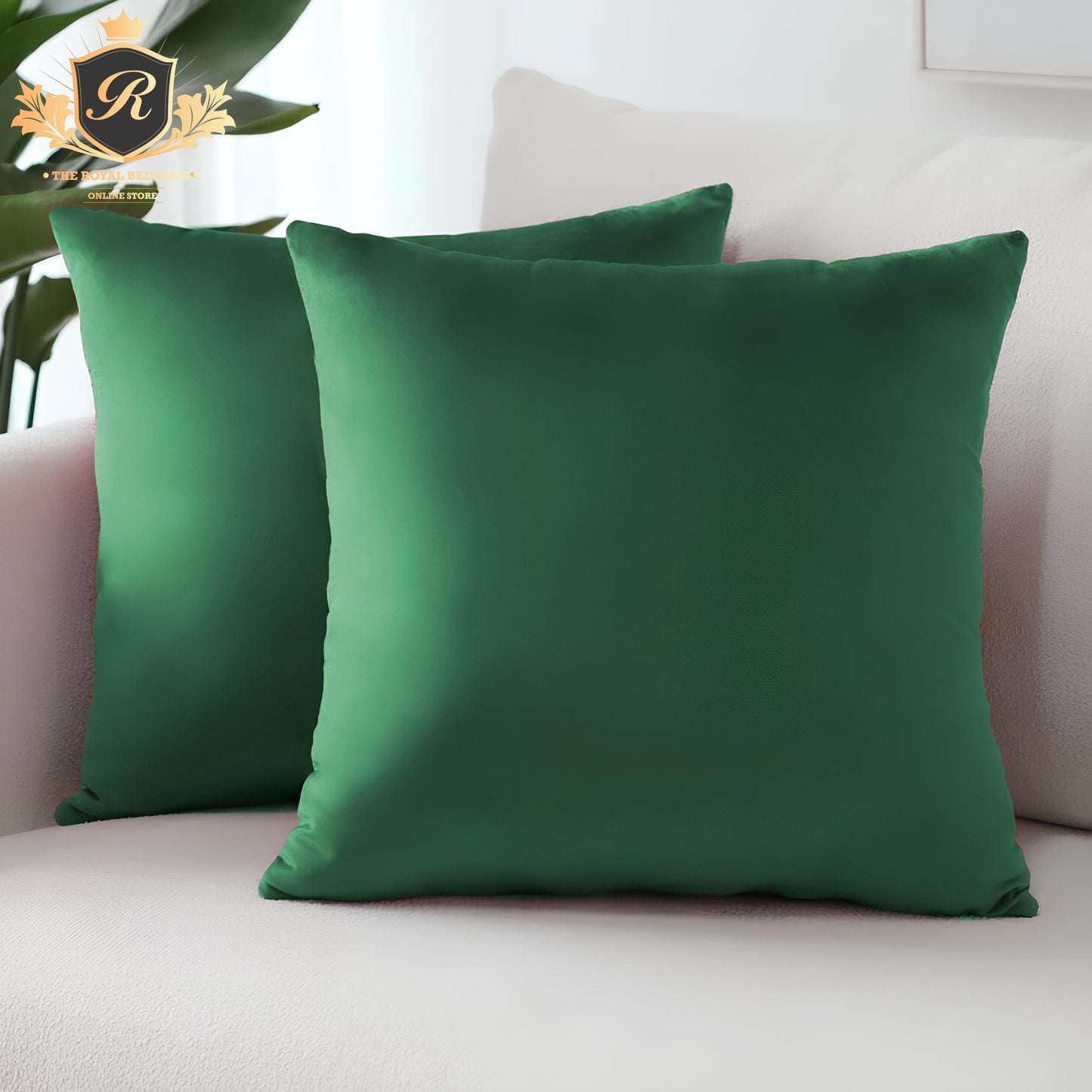 Velvet Plain Cushion Throws-Green