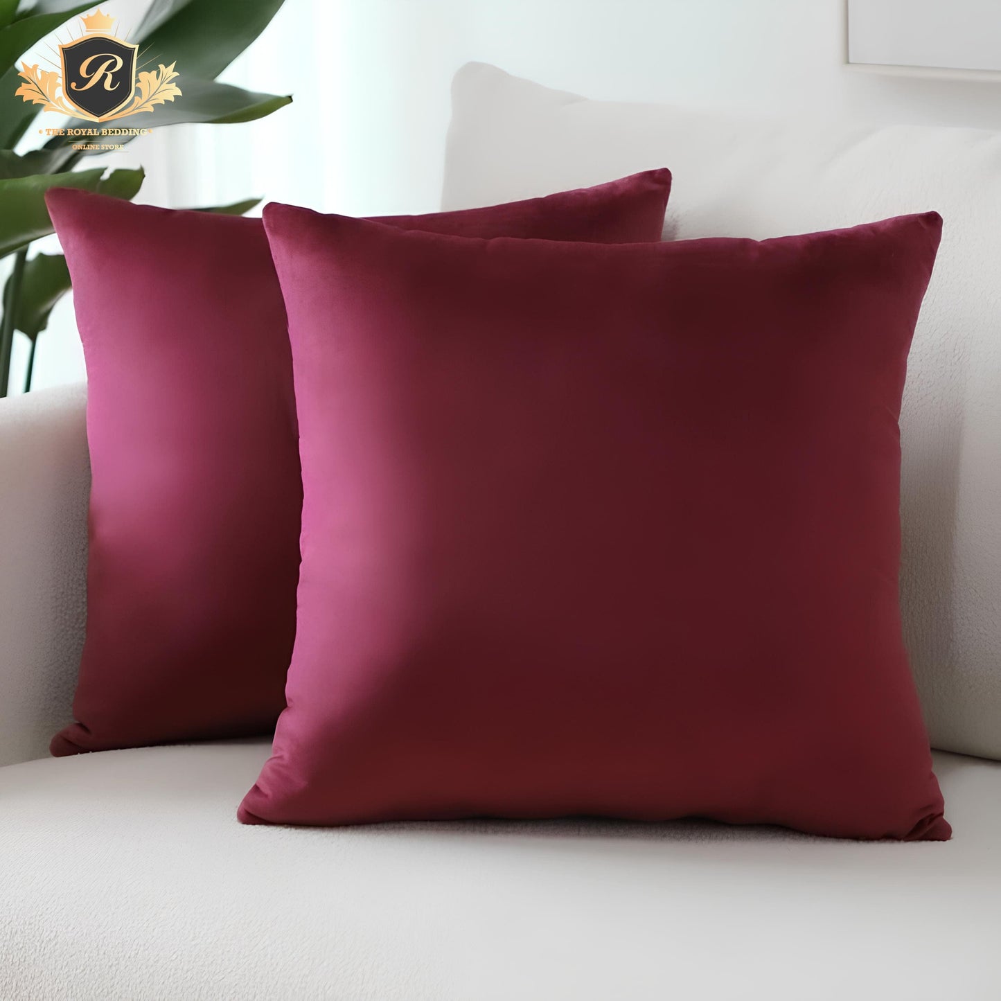 Velvet Plain Cushion Throws-Maroon