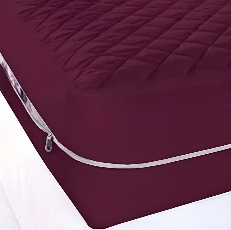 Zipper Mattress Cover Water Proof-Maroon