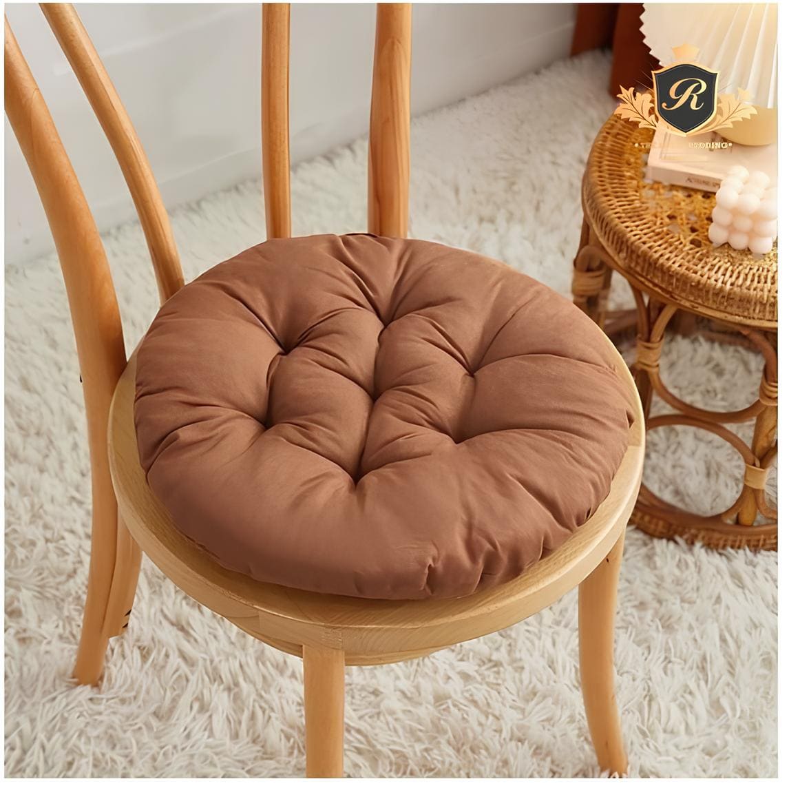 Round Sitting Chair Cushion-Brown