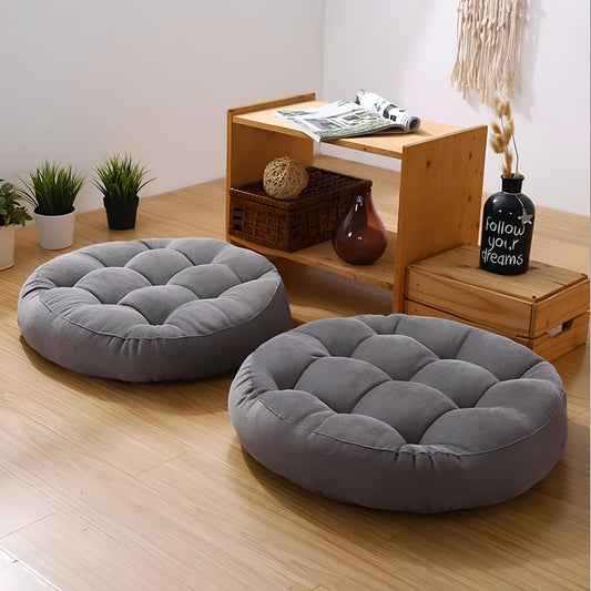 Round Floor Cushion Velvet-Grey