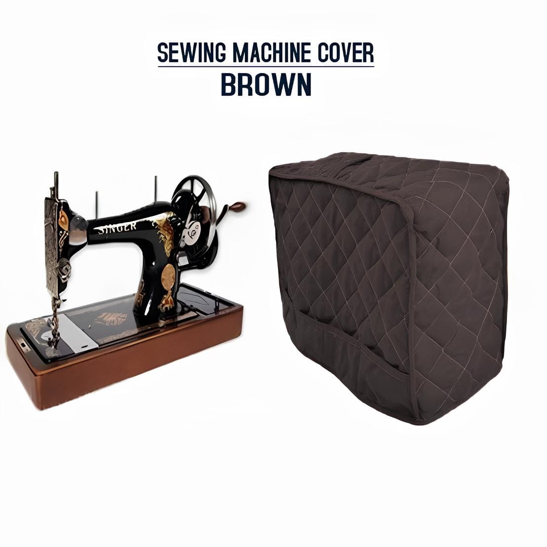 Sewing Machine Cover Quilted-Brown