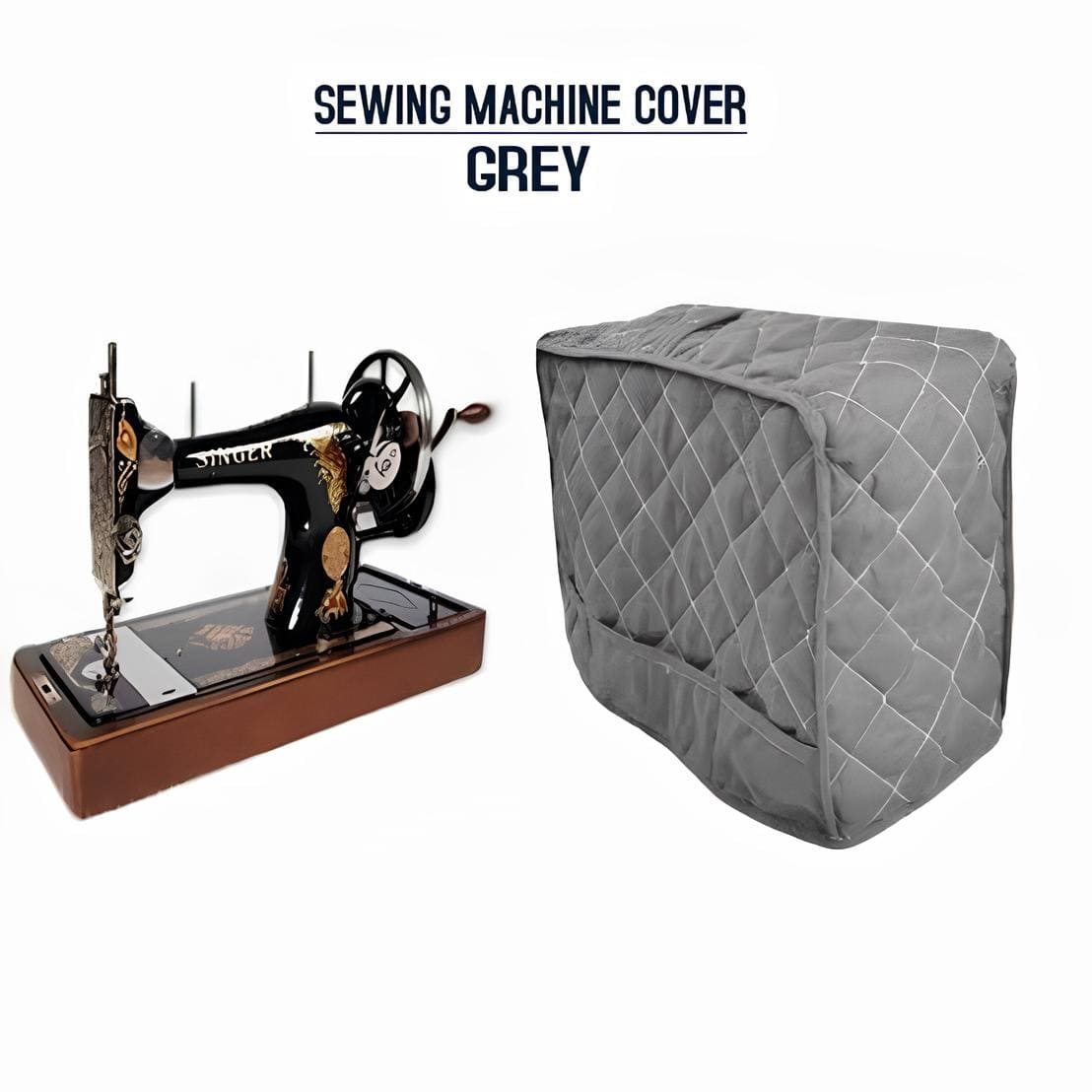 Sewing Machine Cover Quilted-Grey