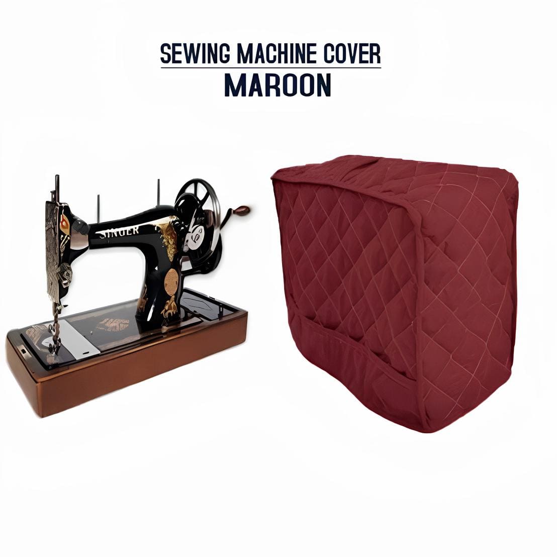 Sewing Machine Cover Quilted-Maroon