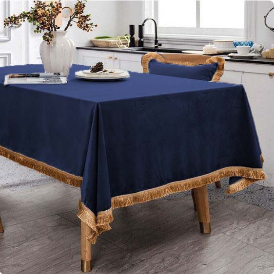 FAIRY PLAIN TASSEL VELVET TABLE COVER 8 COLOURS