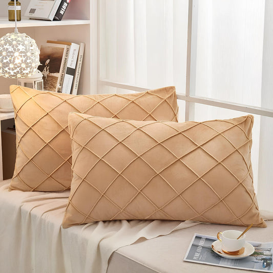 Velvet Plated / Pintuck Pillows-Golden