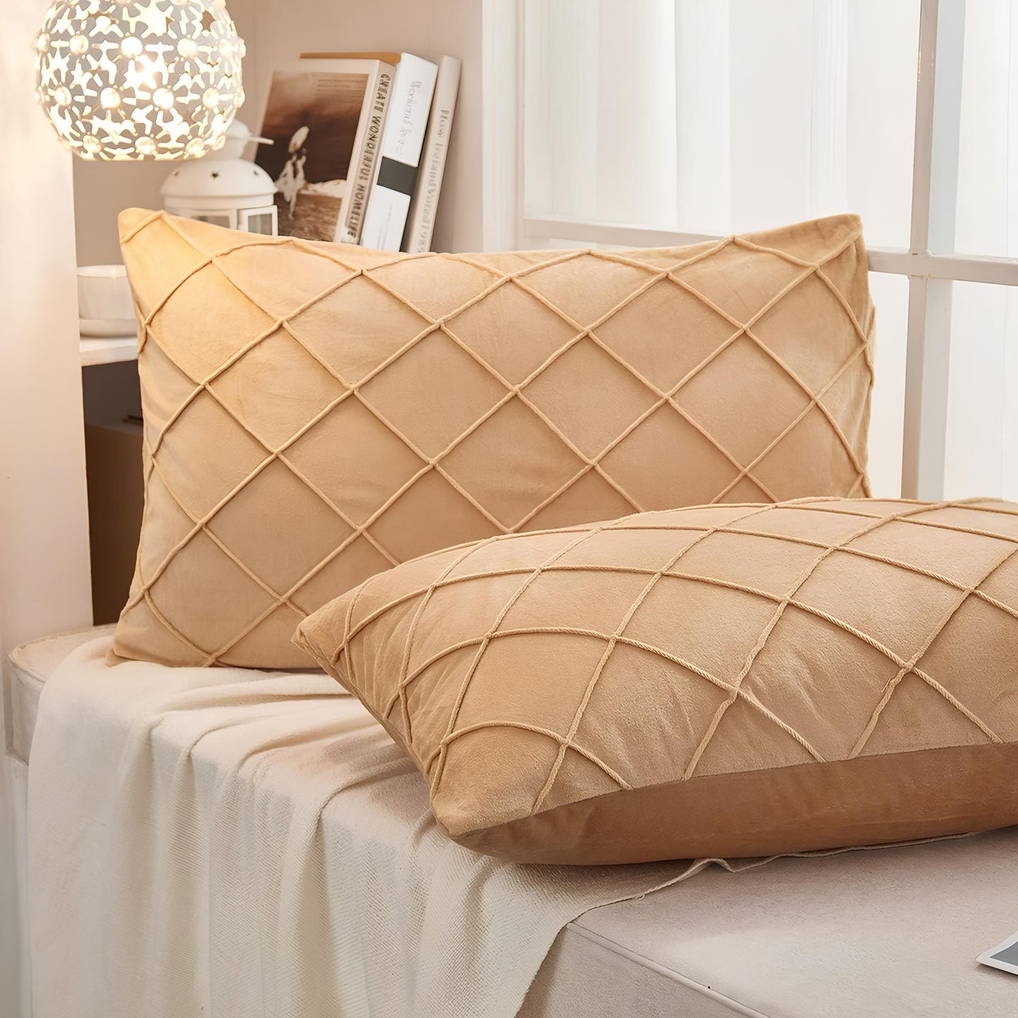 Velvet Plated / Pintuck Pillows-Golden