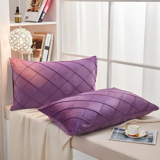 Velvet Plated / Pintuck Pillows-Purple