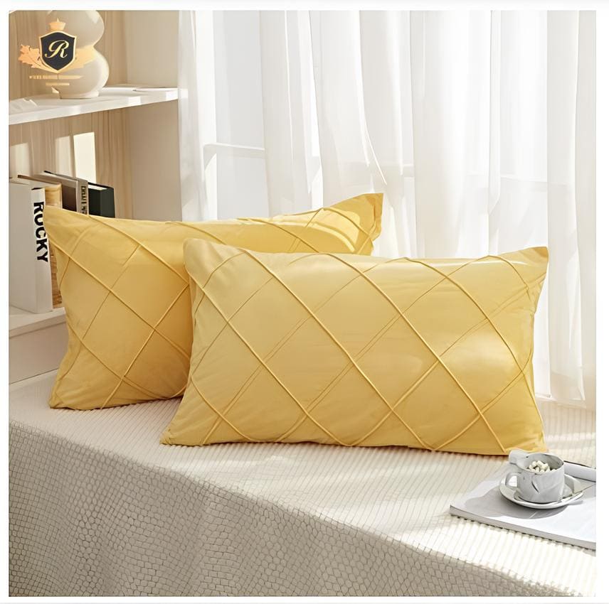 Velvet Plated / Pintuck Pillows-Yellow