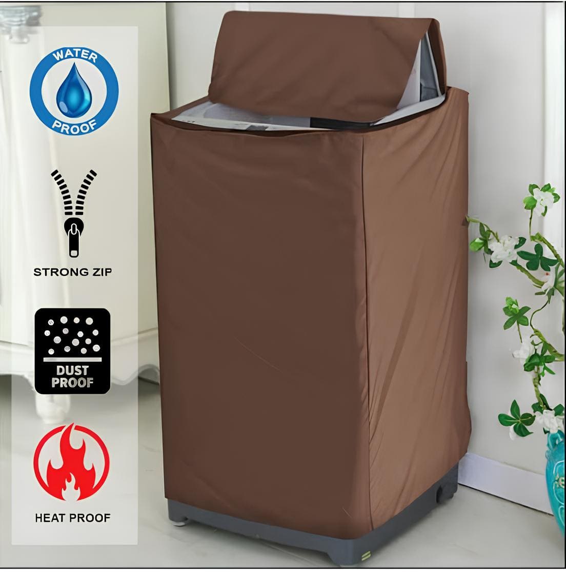 Water Proof Top Load Machine Cover-Brown