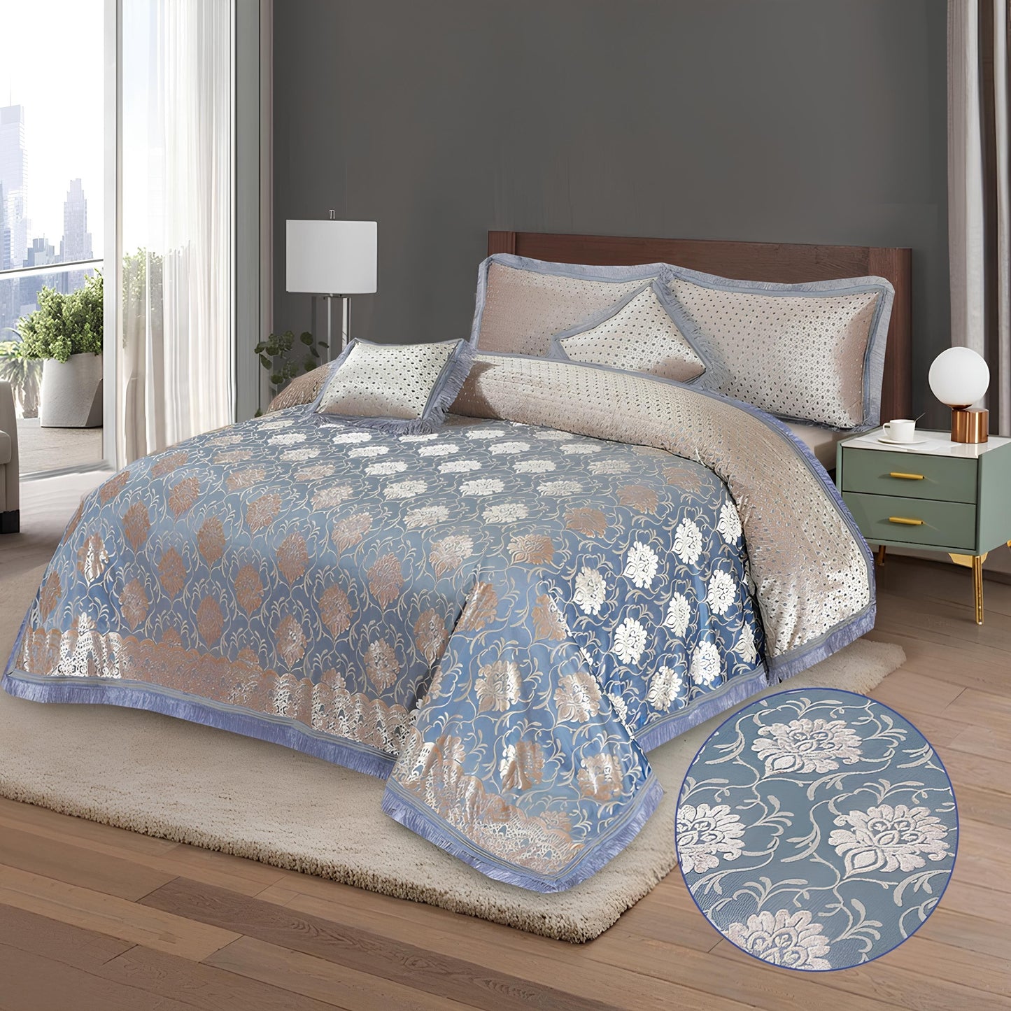 5 PCS HEAVY PALACHI BEDDING SET 9 COLOURS