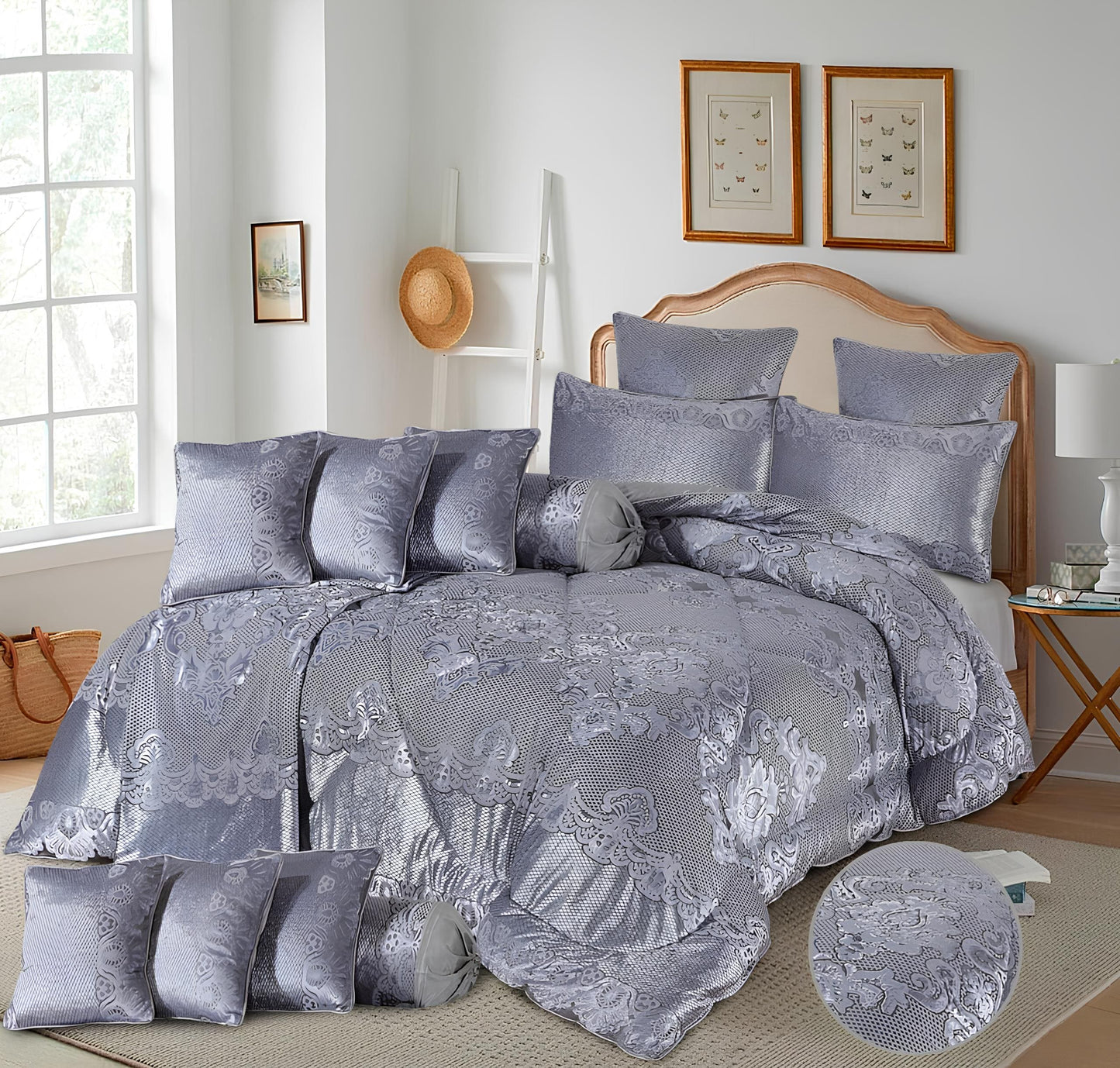 14 PCS VELVET ESPRESSO BEDDING SET WITH FILLED COMFORTER 10 COLOURS