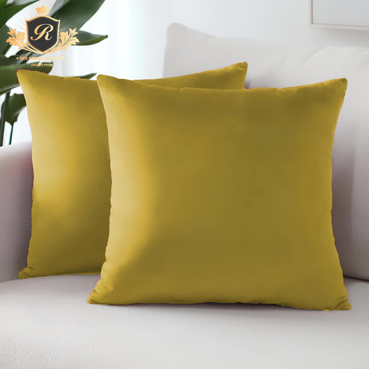 Velvet Plain Cushion Throws-Yellow