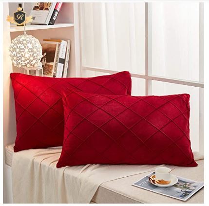 Velvet Plated / Pintuck Pillows-Maroon