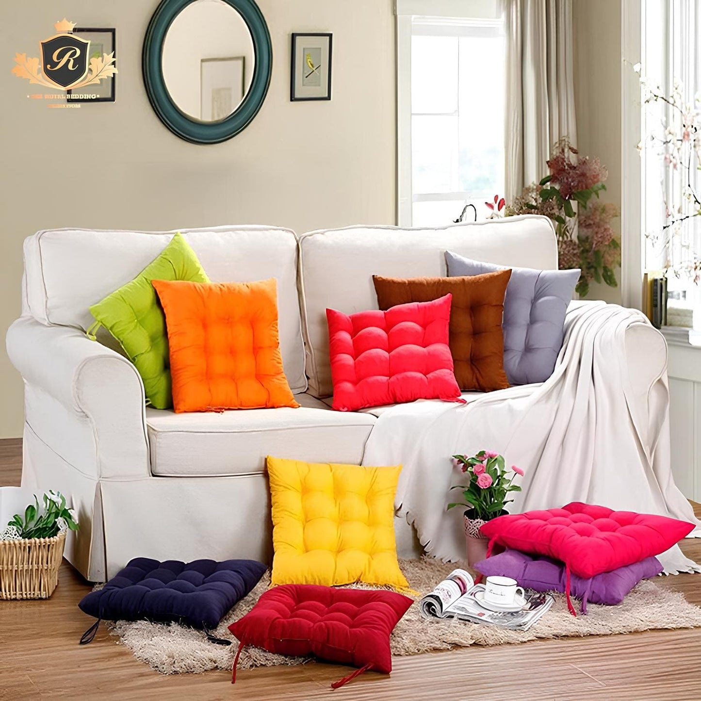 SQUARE CUSHION 100 % COTTON 5 COLOURS