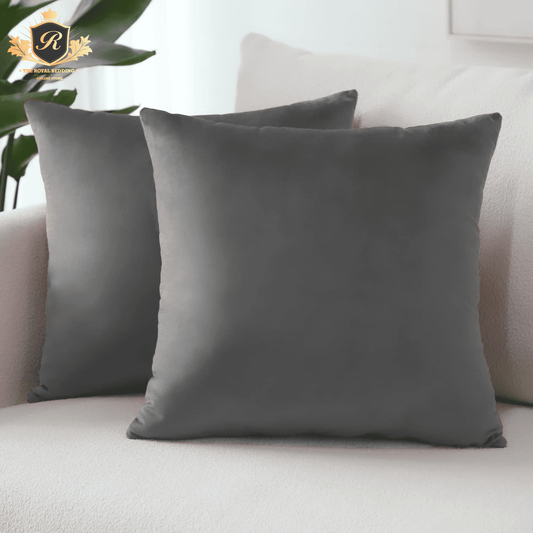 Velvet Plain Cushion Throws-Grey