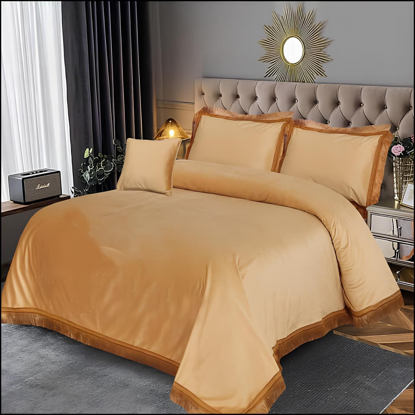 LUXURY EXECUTIVE 5 PCS VELVET BEDDING SET 8 COLOURS